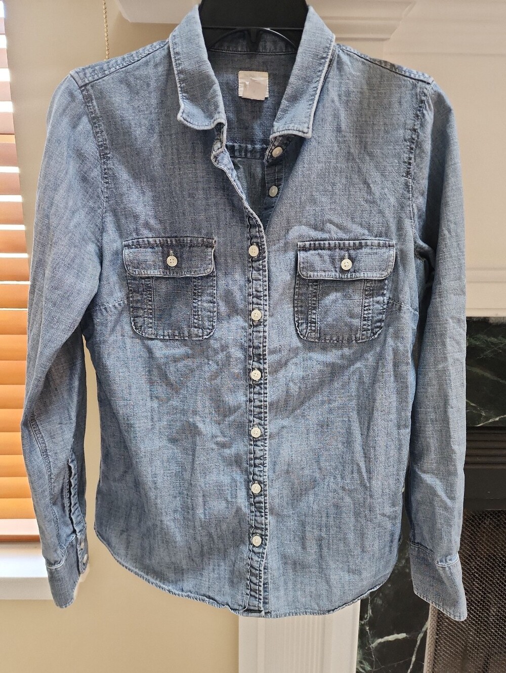 J. Crew The Perfect Shirt Chambray Button Long Sleeve Shirt in Light Blue S